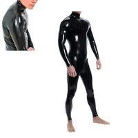 latex catsuit with 2 shoulder zipper crotch zipper fetish sexy rubber bodysuit jumpsuit handmade cosplay costumes for men