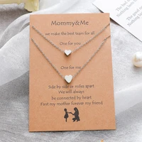 1set fashion simple stainless steel heart charm necklace mothers day gift parent child chain necklace set festival jewelry