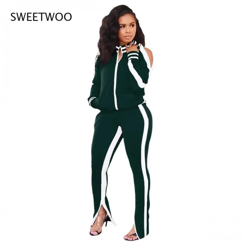 

Autumn and Winter Women's Striped Stitching Sportswear Suit Zipper Tops Long-Sleeved Tops Fitness Tights Sportswear