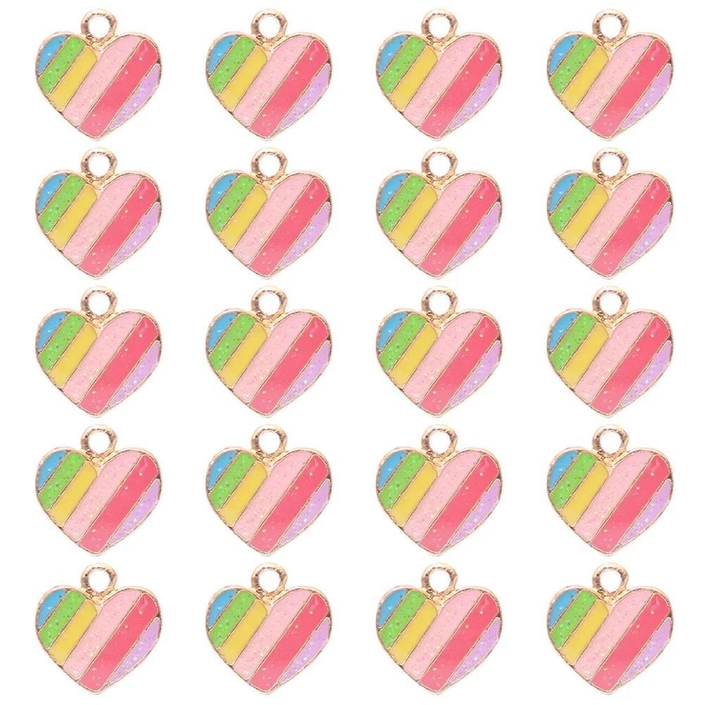 

Heart Charms Jewelry Charm Pendants Making Bead Shaped Pendant Day Valentines Love Loose Rainbow Bulk Materials Enamel Alloy