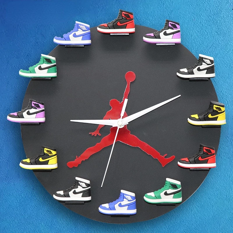 

30cm Creative Basketball Shoes Wall Clocks 3D Stereo Shoe Living Room Decoration Wall Clock Modern Design Home Decor Clocks