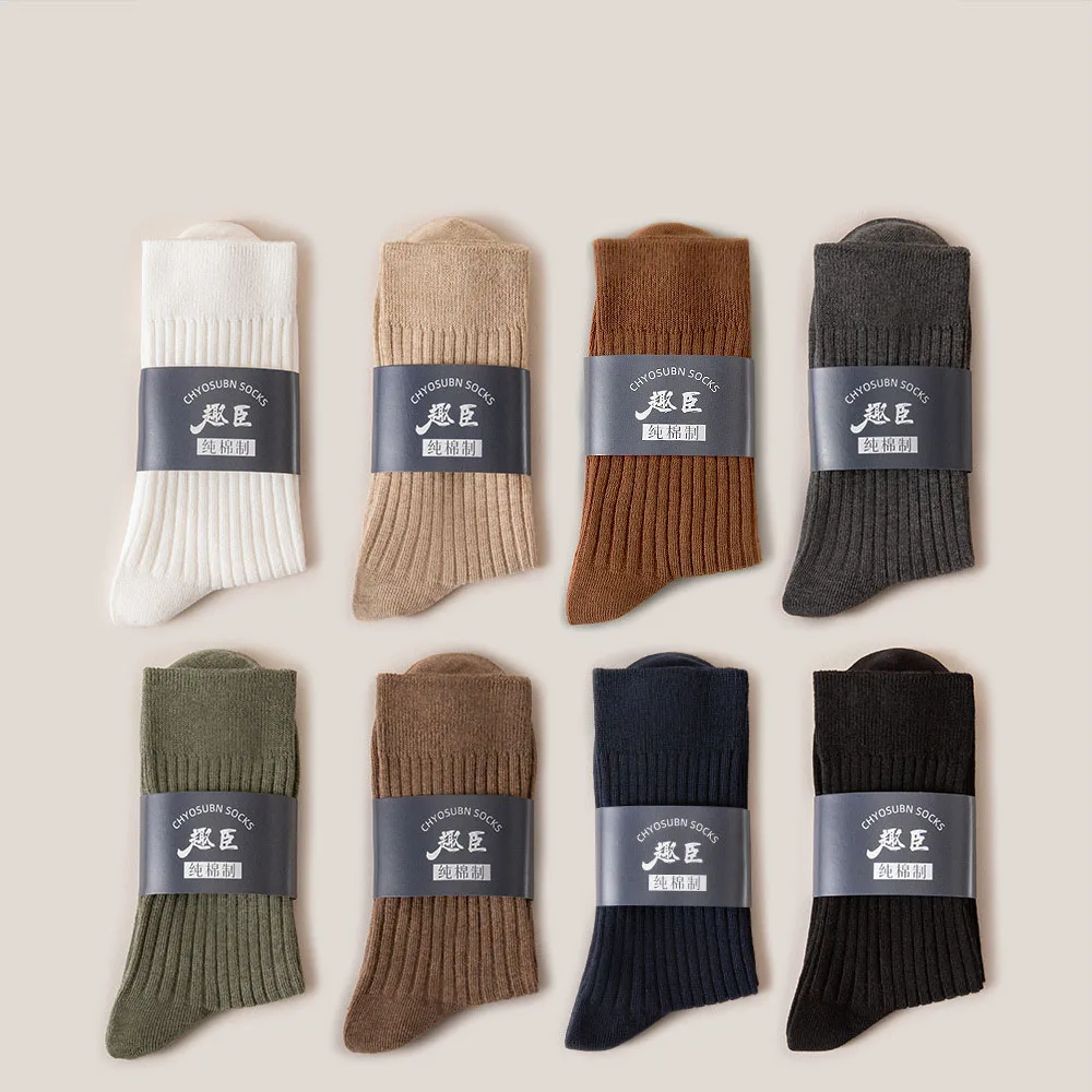 

4 Pairs Socks Cotton Wholesale Men Mid Tube 100 Cotton Socks Winter Long Tube Autumn