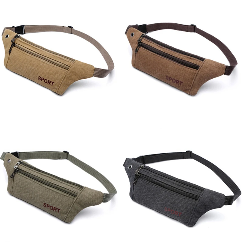 

2022 New Women Men Pack Waist Belt Bag Canvas Purse Travel Camping Hiking Pocket Belly Pouch for Phone Coins