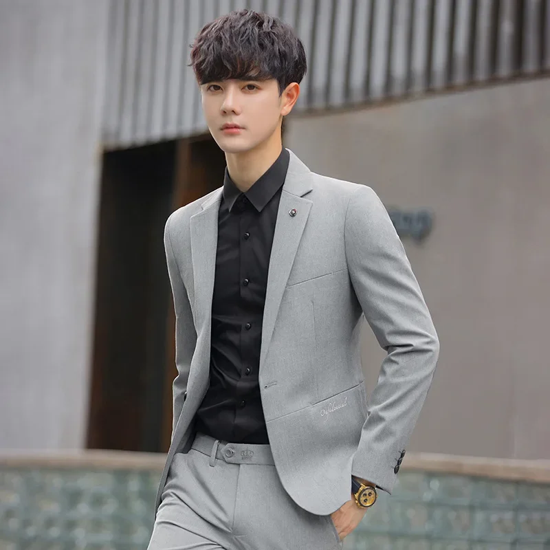 Мужские повседневные блейзеры в западном стиле приталенный Стильный костюм из