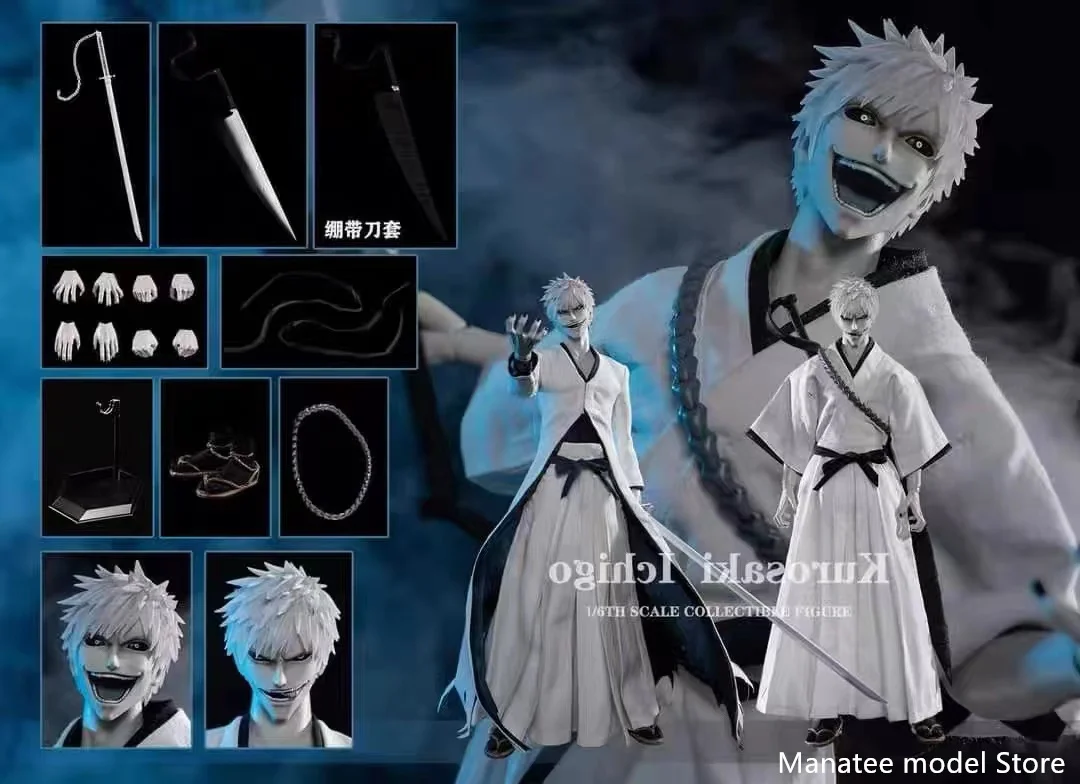 Подвижная белая фигурка Ichigo GAMETOYS, 34 см, с двойным корпусом и тремя головками, с гравировкой Gk