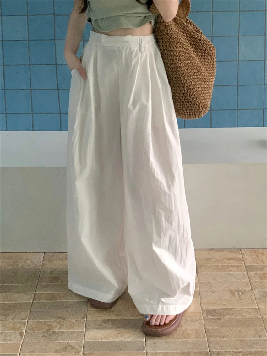 Летние шикарные однотонные брюки PLAMTEE 2024 Свободные повседневные универсальные