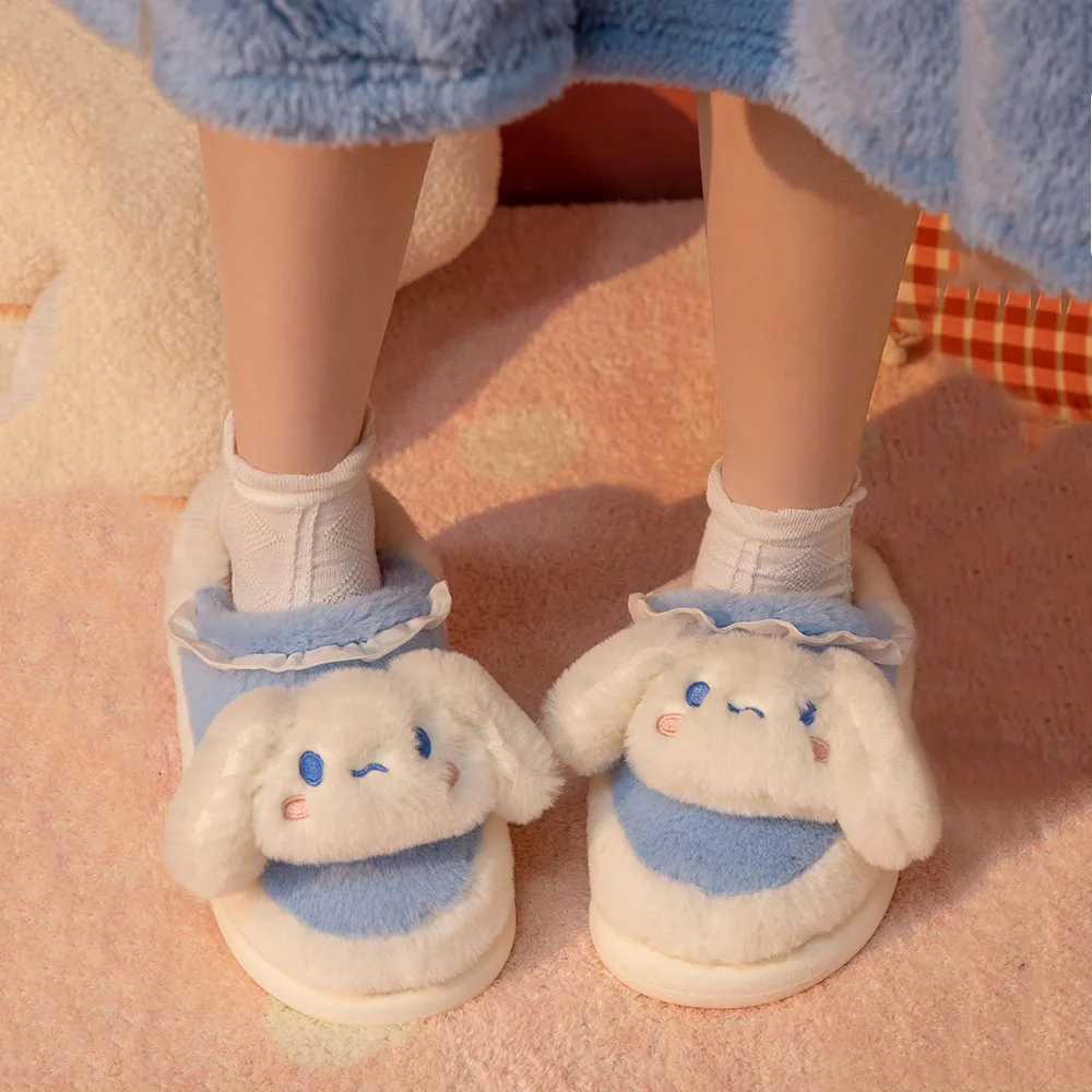 

Kawaii Hello Kitty Cinnamoroll My Melody Cartoon Doll Warm Plush Slippers Anime Sanrios Girl Heart Winter Home Cotton Slippers