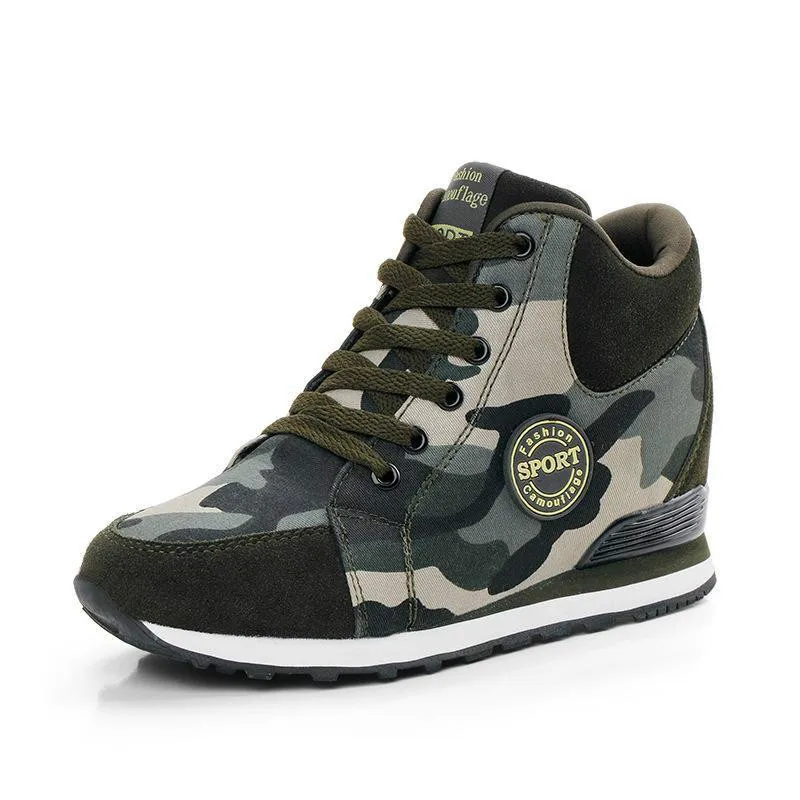 Woman Wedge Platform Sneakers High Top Women Casual Shoes Hidden Heels Ladies Sport Sneaker Camouflage Trends 2022 Running Shoes