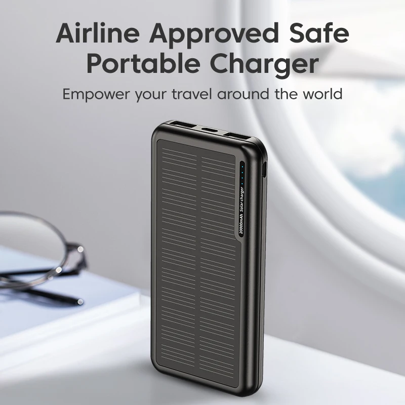 KUULAA Solar Power Bank 20000mAh Fast Charging Portable External Battery USB Phone Charger For iPhone 14 13 12 11 Pro Max Xiaomi