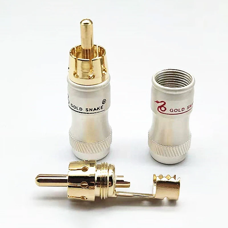 2-10 шт. Штекерный аудио-видео разъем золотой адаптер для кабеля сделай сам Золотая