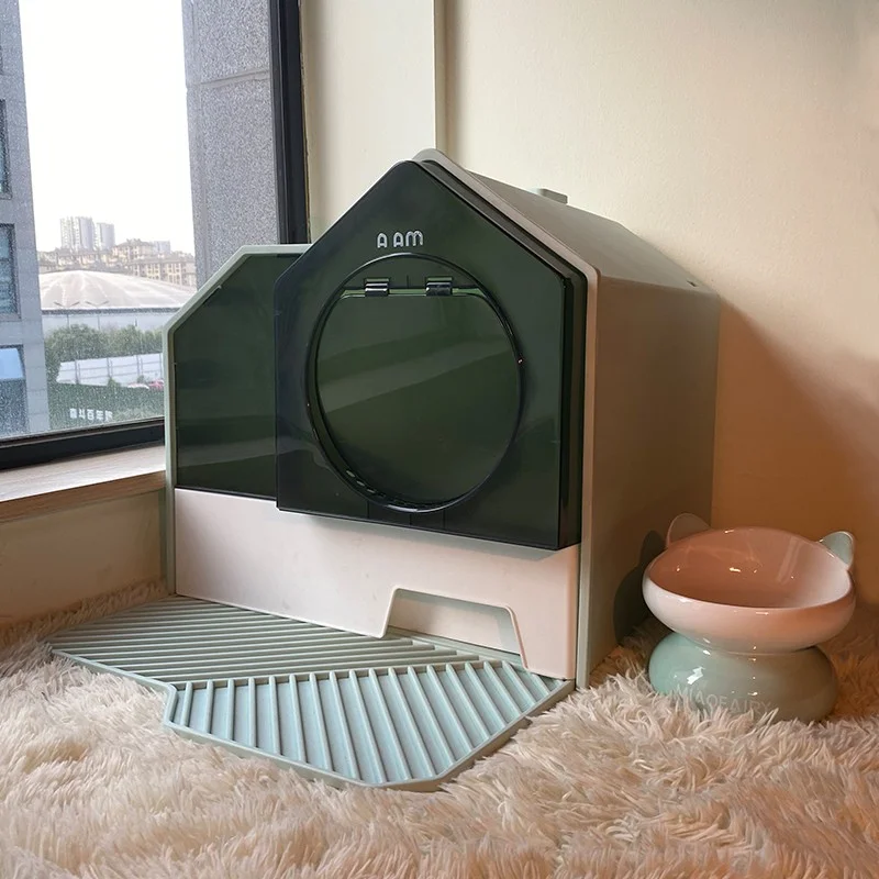 

Litter Large Tray Cat Toilet Kitten Villa House Cage Cats Toilet Tray Bed Closed Dryer Caixa De Areia Para Gatos Pet Products