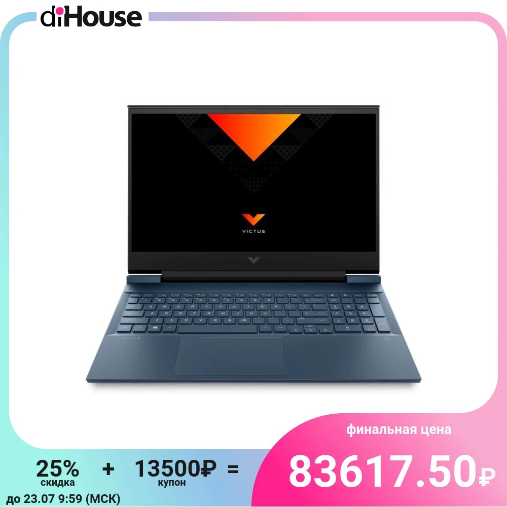 Ноутбук HP VICTUS 16-e0090ur 16.1" FHD IPS 144Hz Ryzen 5-5600 16GB 512GB Nvidia Geforce RTX 3050 TI 4GB FreeDOS 3.0 Blue 4E1T2EA |