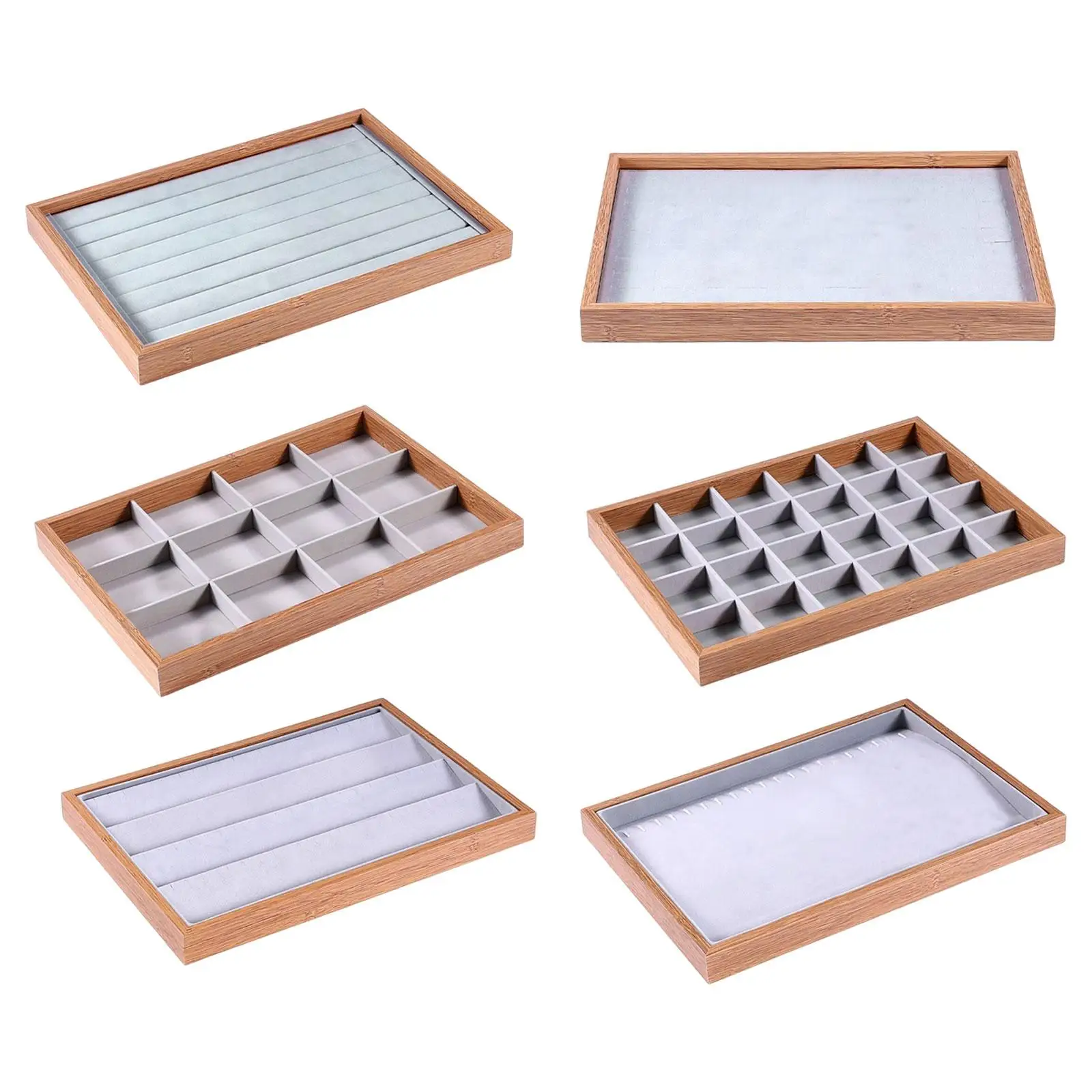 

Бамбуковый органайзер для ювелирных изделий, витрина, держатель, кейс для хранения ювелирных изделий для ожерелья, часов