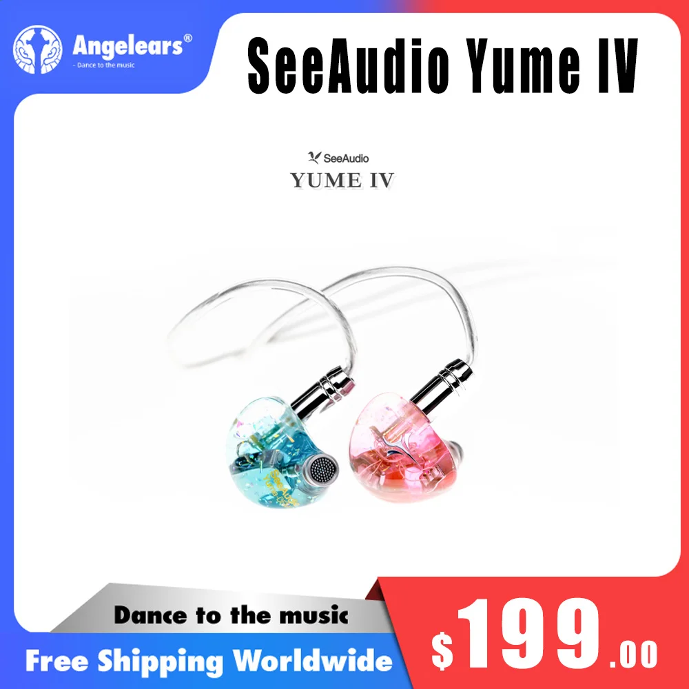 Фото Наушники-вкладыши SeeAudio-Yume-4 с гибридным драйвером 2BA, Hi-Fi, проводные, с отсоединяемым кабелем 2pin 3.5 мм №3