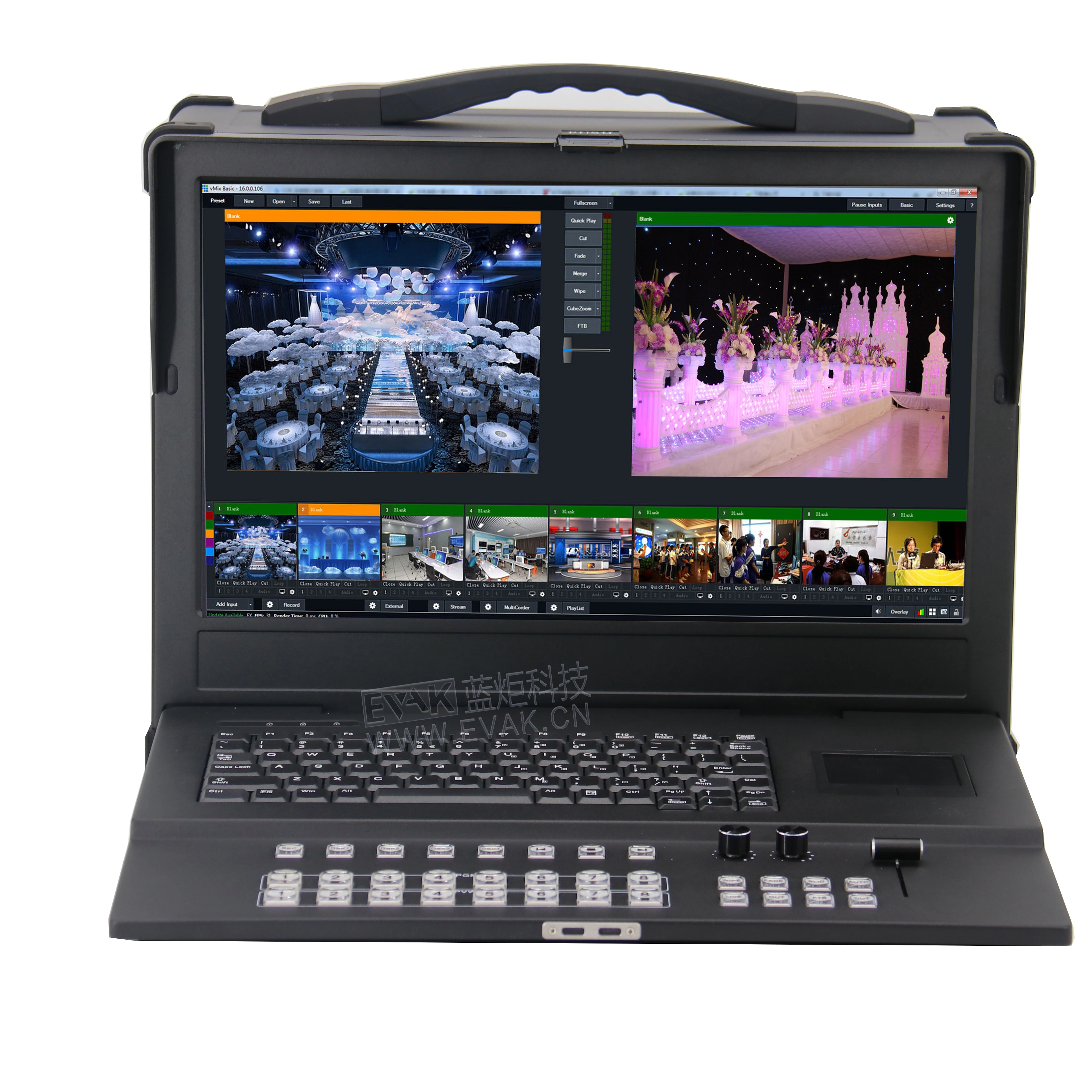 

Rugged portable industrial computer with 7*pcs expansion slots for live broadcasting encoding streaming