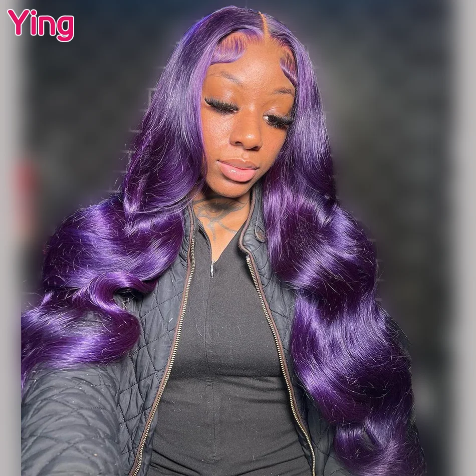 Ying 12A Body Wave Deep Purple 13x6 Lace Frontal Wig Remy Human Hair 13x4 Lace Front Wig PrePlucked 5x5 Transparent Lace Wig