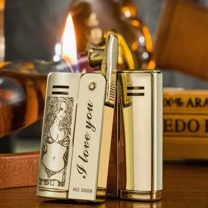Фото Оригинальная зажигалка IMCO Retro Deep Carving Brass, ветрозащитная, с креативным дизайном, винтажная, с шлифованным колесом, для мужчин, коллекционные подарки №1