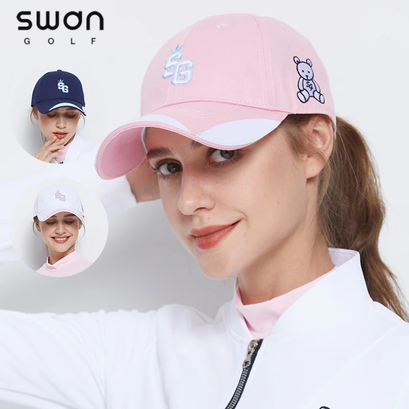 Hat Anti-uv Wears Women Versatile Breathable Sun Visor Hats Printed Bear Golf Peaked Caps Leisure
