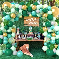 green balloon garland arch kit 1st birthday party decoration kids wild one latex baloon jungle safari party supplies baby shower