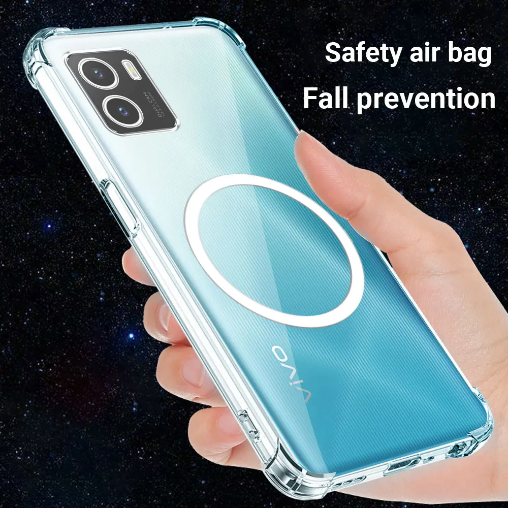 Для Vivo Y15S Y15C V2120 V2147 чехол с магнитной наклейкой противоударный прозрачный мягкий