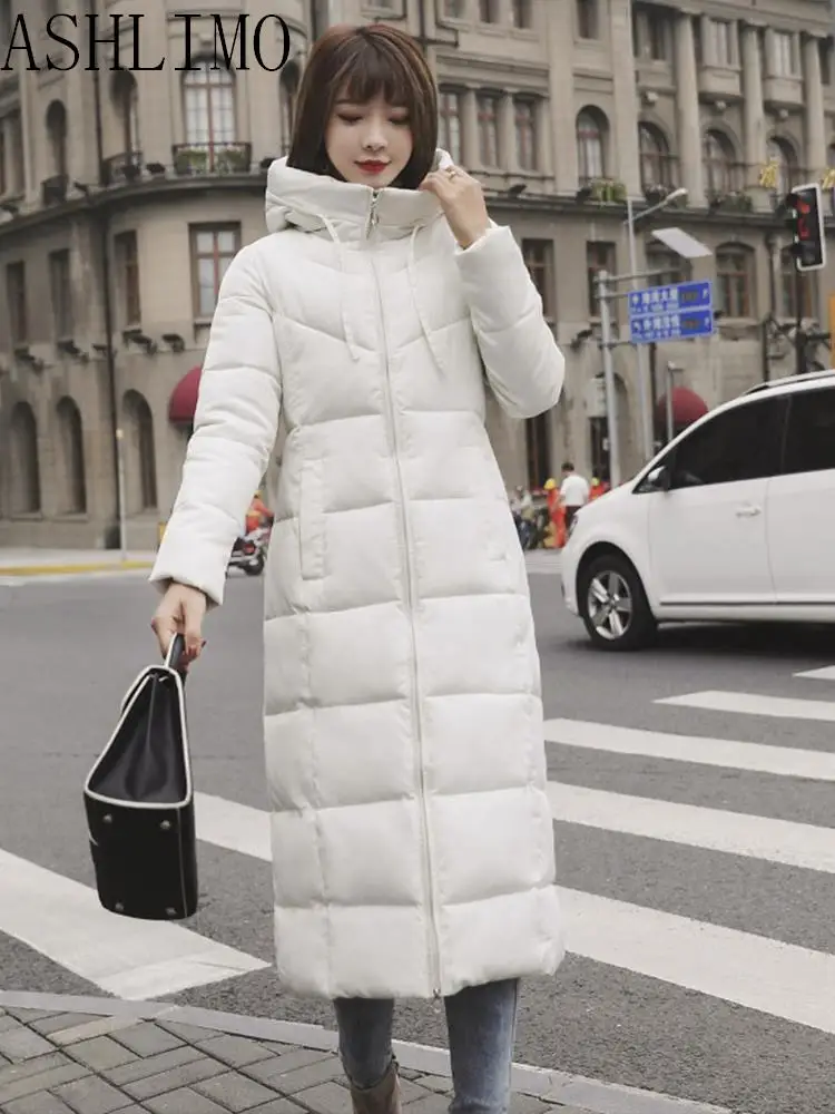 Winter Jacket Women 2022 Clothes Warm Shelters Fashion Down Jacket Korean Style Mid-length Over-the-knee Padded Hooded Jacket