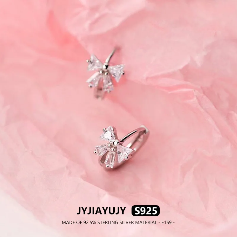 

JYJIAYUJY 100% Sterling Silver S925 Hoop Earrings Bowknot Shape High Quality Fashion Hypoallergenic Jewelry Gift Daily Use E159
