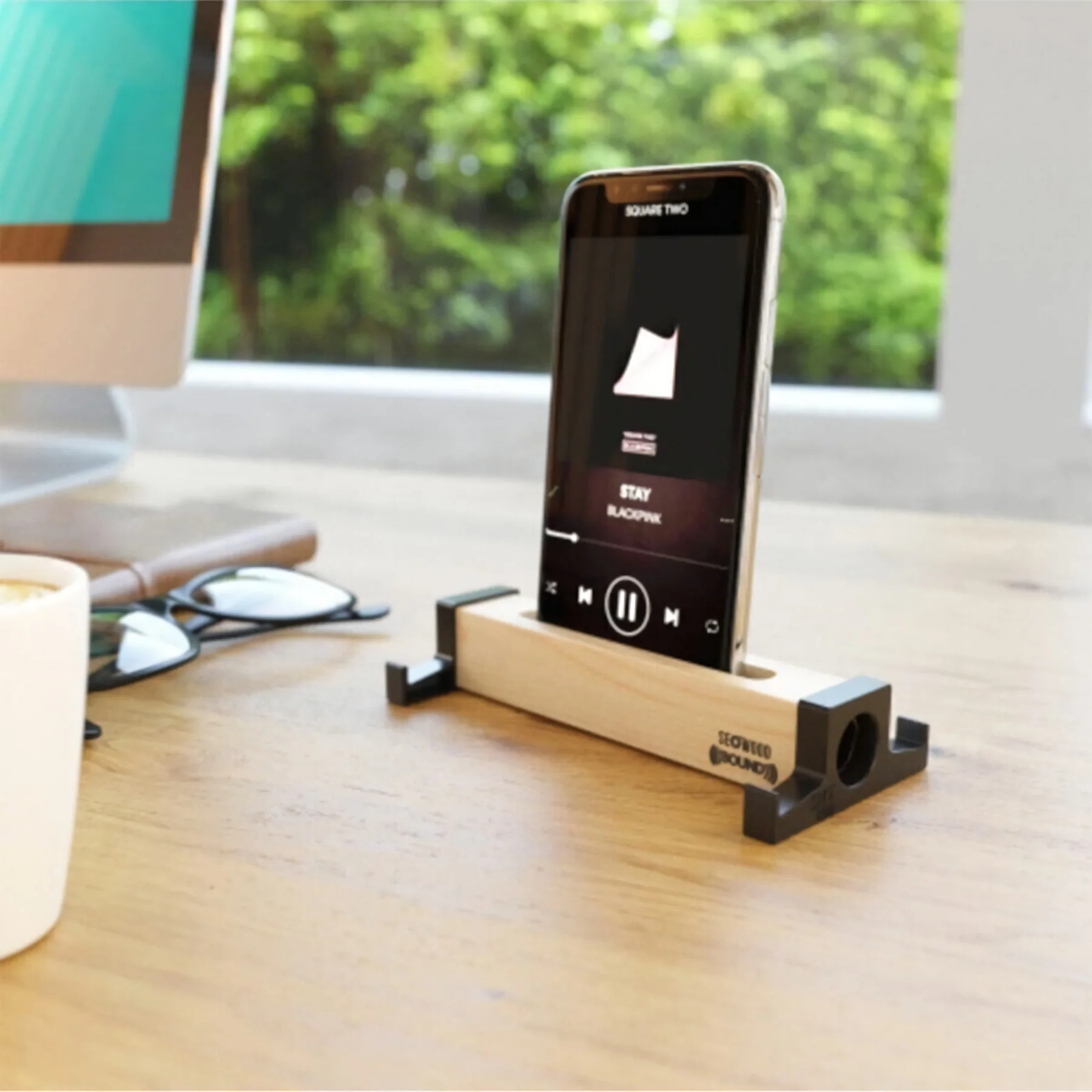 

Wooden Acoustic Phone and Tablet Stand Holder Sound Enhancement and Adding Acoustic Sound Stereo Sound Quality Stabilizer