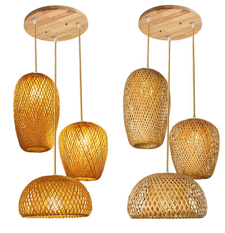 Китайские подвесные светильники из бамбука ручной вязки для сада ресторана