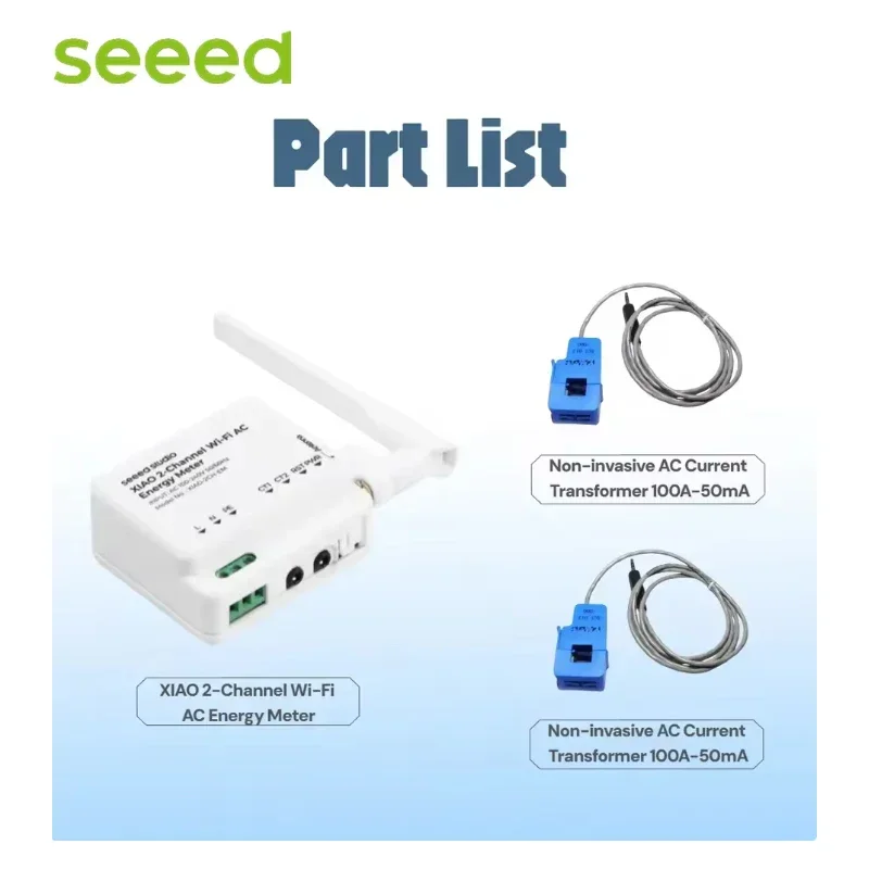 Seeed XIAO 2-канальный Wi-Fi счетчик энергии переменного тока неинвазивный трансформатор 100А-50мА