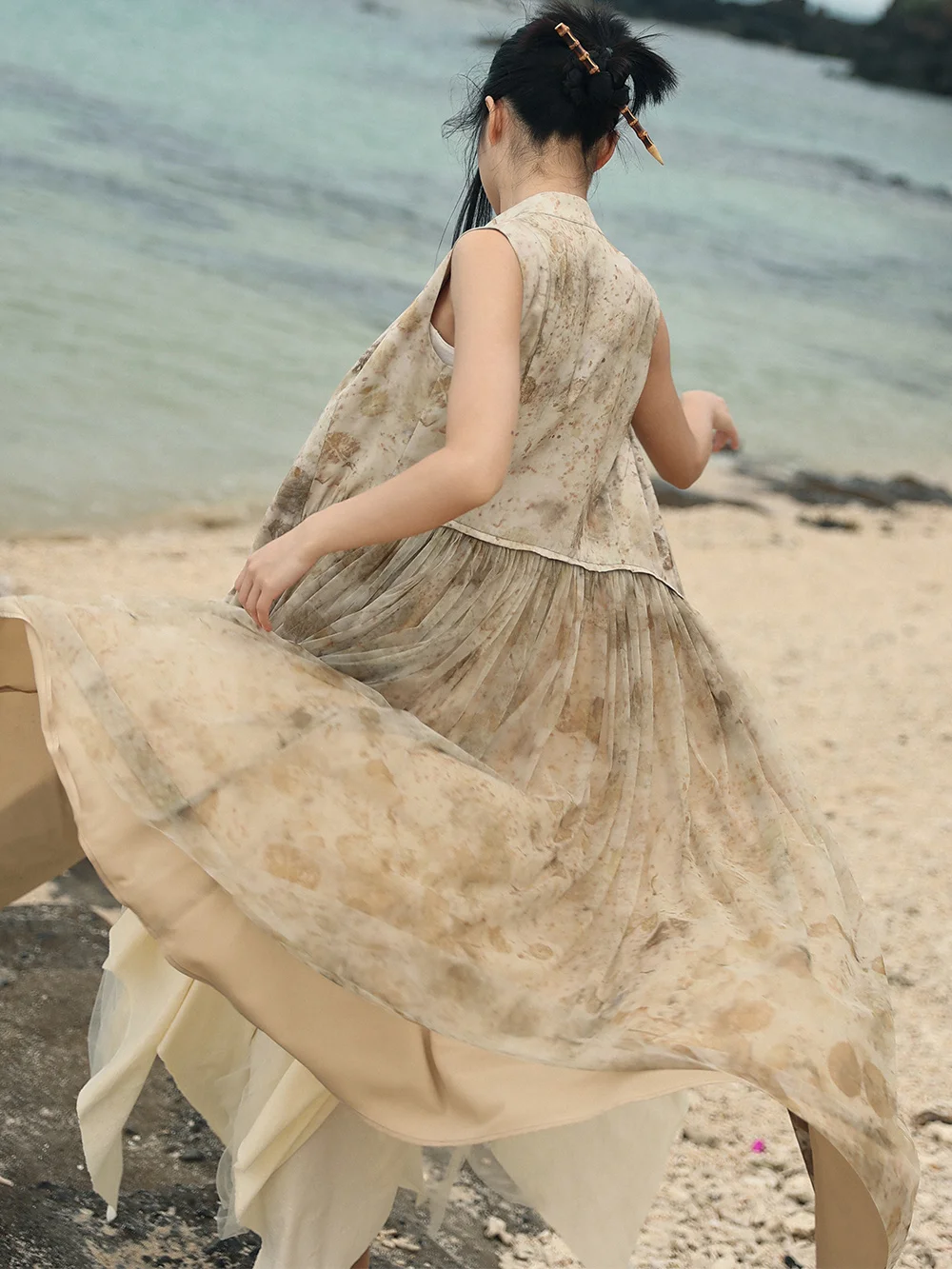 Новинка женское платье с китайским принтом UMI MAO ретро маленьким