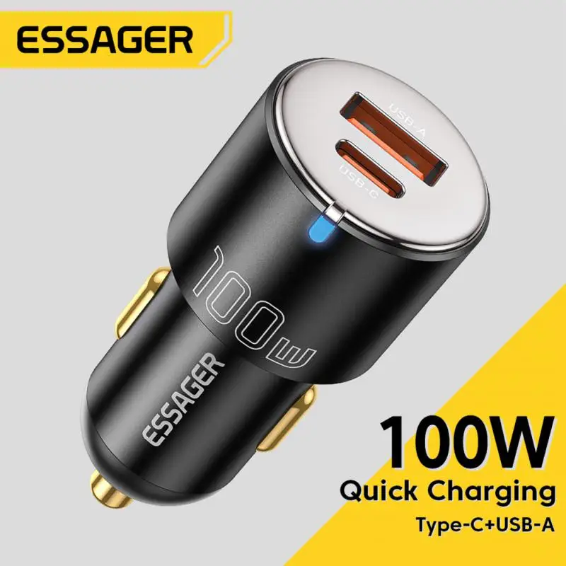 

Essager 100W Car Charger Fast Charging Quick Charger QC PD 3.0 Type C USB Car Charge For Samsung Laptops Tablets Car Charger