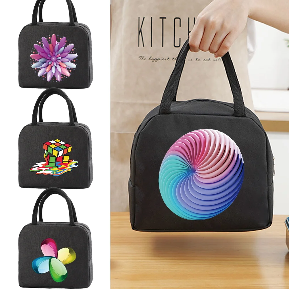 

Canvas Lunch Box Bag Fashion 3D Print Cooler Lunch Bag Tote School Work Food Insulated Dinner Bag Camping Picnic Travel Handbag
