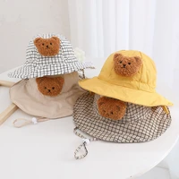 2022 new childrens pot hat summer baby hat princess hat men and women korean version of the bear head childrens pot hat