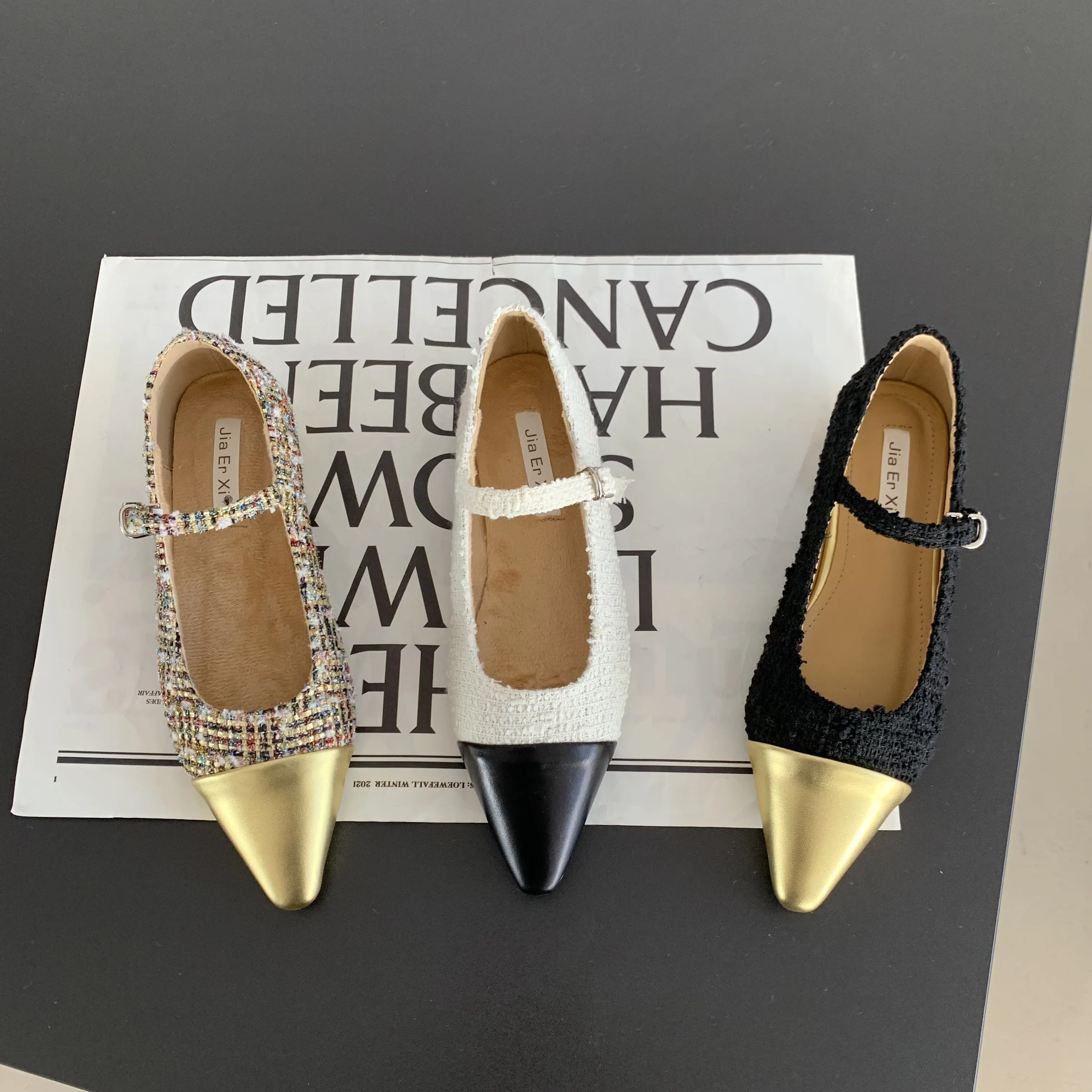 

Bailamos 2023 Spring Classic Flats Women Pointed Toe Casual Ballerina Shoes Shallow Slip On Ballet Shoes Luxury Brand Mary Jane