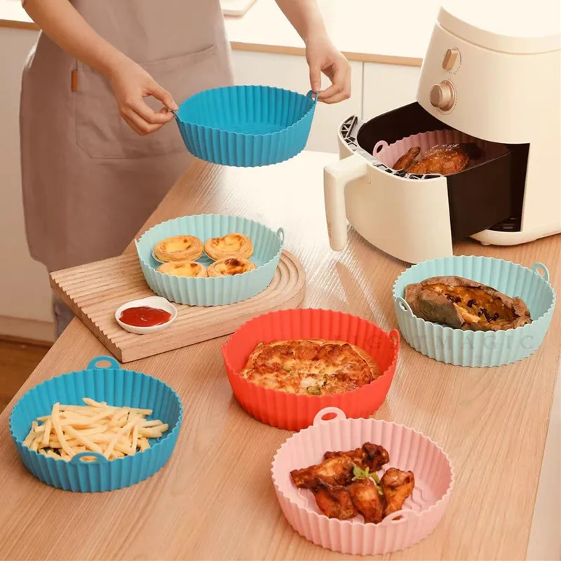 

Reusable Silicone Air Fryer Pot Liner Air Fryers Oven Baking Tray Fried Chicken Basket Mat Round Airfryer Baking Liner Pizza Pan