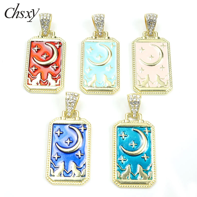 

5pcs Crystal Geometric Tarot Moon Star Sun Snow Enamel Charms For Jewelry Making Pendants Necklaces Cute Earring DIY Accessories