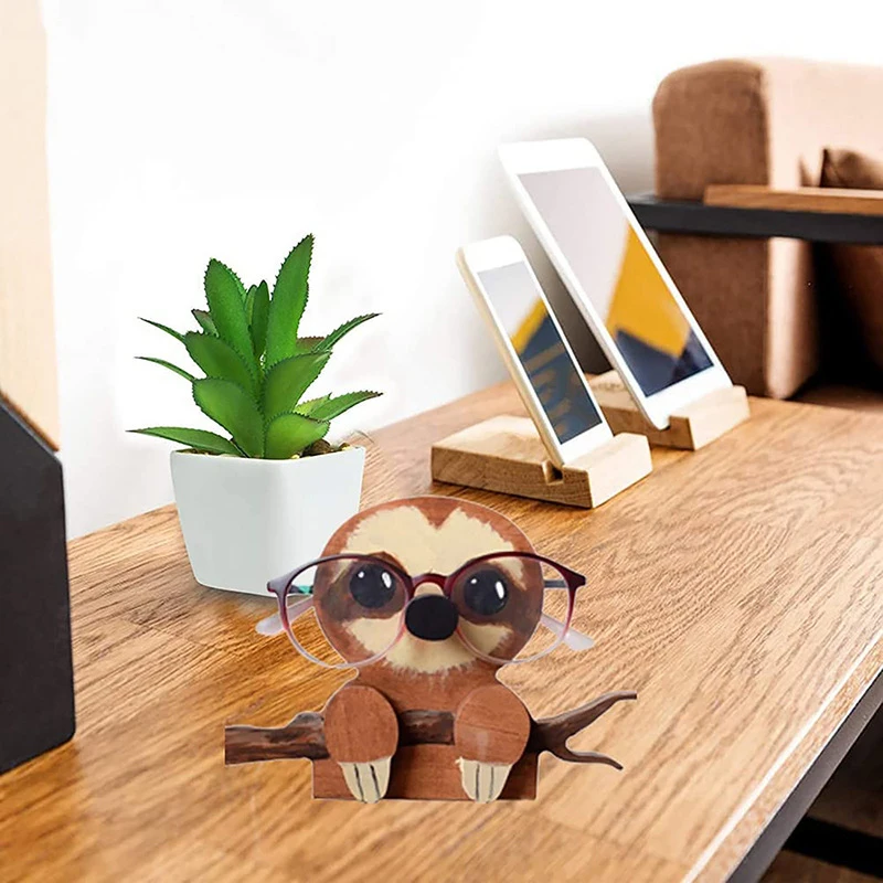 

European-style Creative Wooden Animal Glasses Rack Storage Ornaments DIY Owl Glasses Storage Rack Home Office Desk Accessories