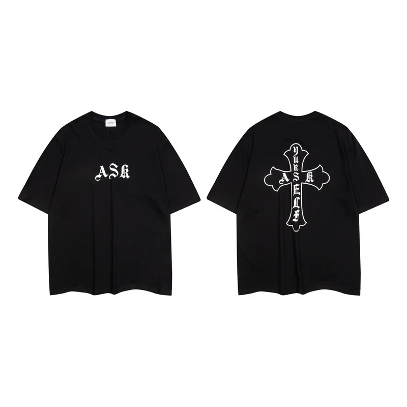 

Askyurself Fashion Brand Short-Sleeved T-shirt American High Street Summer Loose Men Lovers