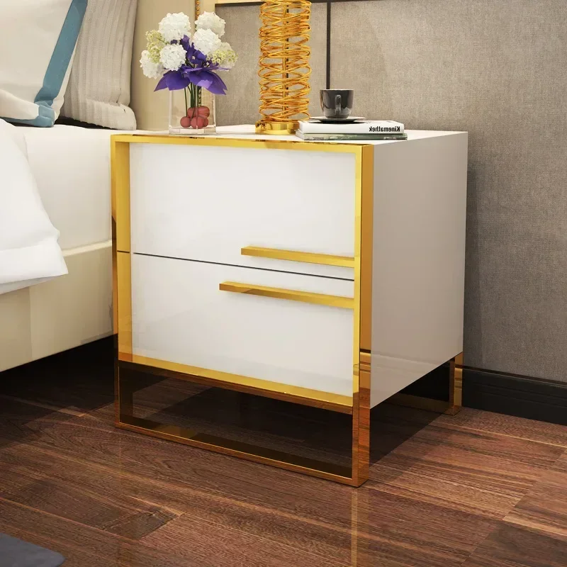 Современный черный/белый стол для спальни роскошная прикроватная тумбочка шкаф