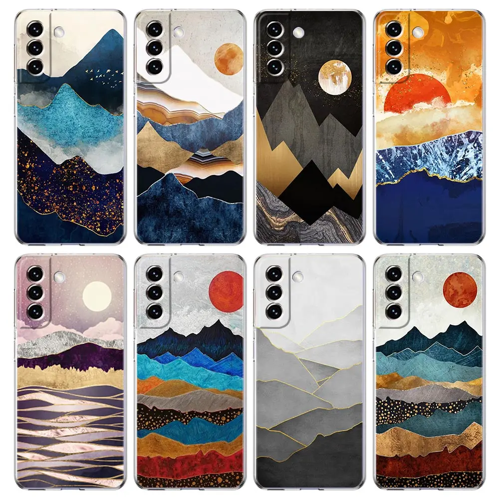 

Hand Painted Scenery Phone Case For Samsung Galaxy S22 S20 Ultra S21 FE 5G S10E S9 S8 S10 Plus Note 20 10 Lite Soft Clear Cover