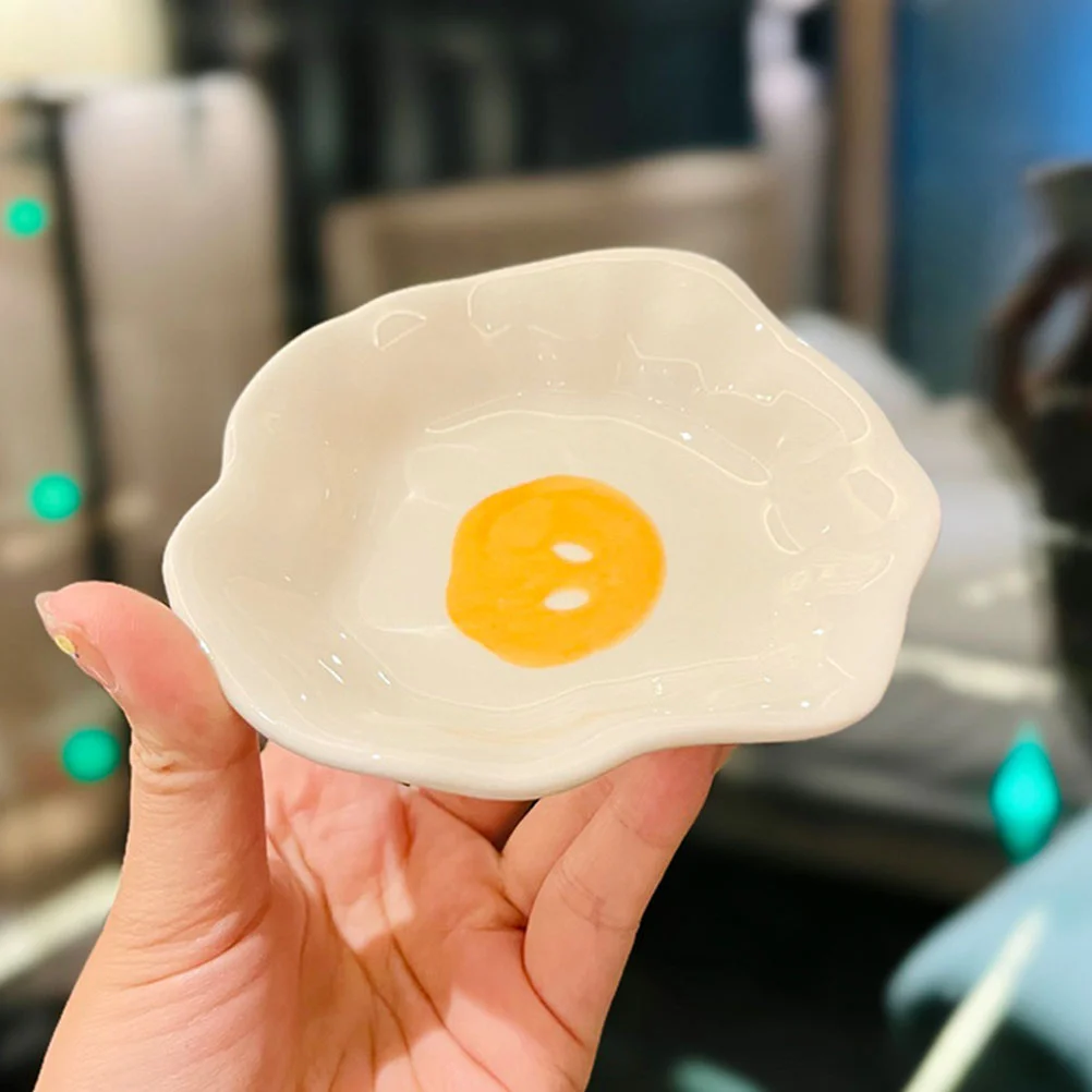 

Poached Egg Dressing Dish Dipping Oval Dinner Platessss Ceramic Cute Soy Pasta Seasoning Plates Pickles