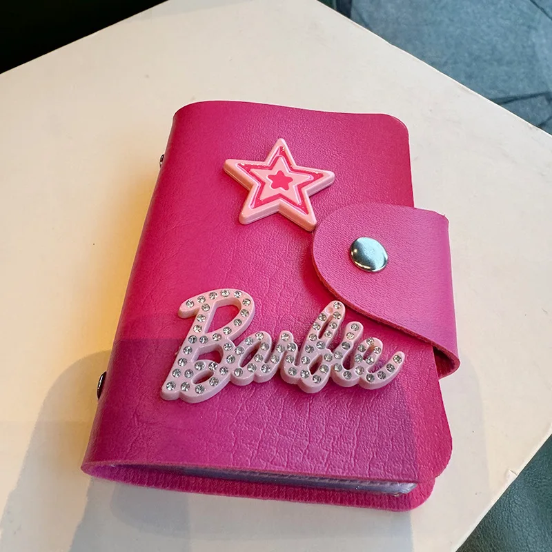 Модный розовый кожаный держатель для карт Барби Kawaii Мультфильм большая емкость
