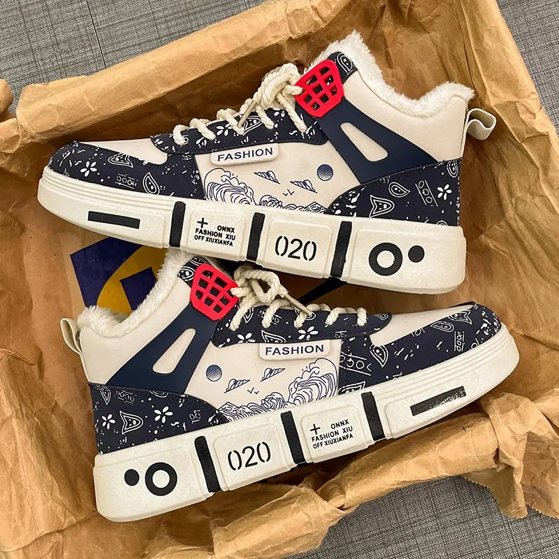 Оригинальные зимние теплые мужские кроссовки для снега Нескользящие мягкие