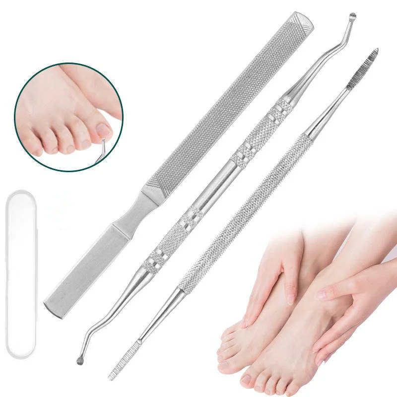

3pcs Ingrown Toenails Correction Lifter File Paronychia Toe Nail Manicure Pedicure Toenail Clean Hook Foot Care Tool