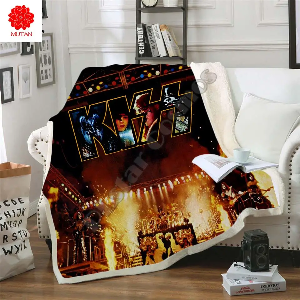 Новое одеяло KISS Rock &amp Roll All Nite вечерние 3D из шерпы с принтом на кровати домашний