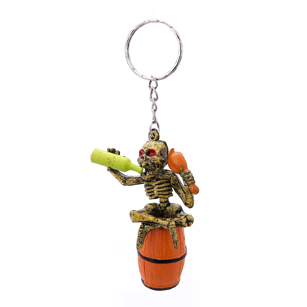 

Skull Skeleton Wine Bottle Keychain Rubber Keyring For Handbag Decorations Hanging Pendant
