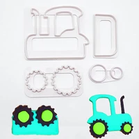 new 4pcs sugarcraft cake decoration set tractor fondant cartoon cutters chocolates tools cookie biscuit mold baking accessories
