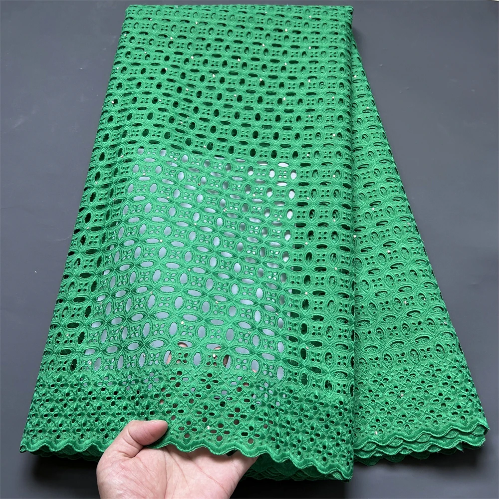 

2023 Latest High Quality African Nigerian Pure Tulle Damask Lace Fabric Embroidery Party Dress Sequins Cotton Cloth 5yards