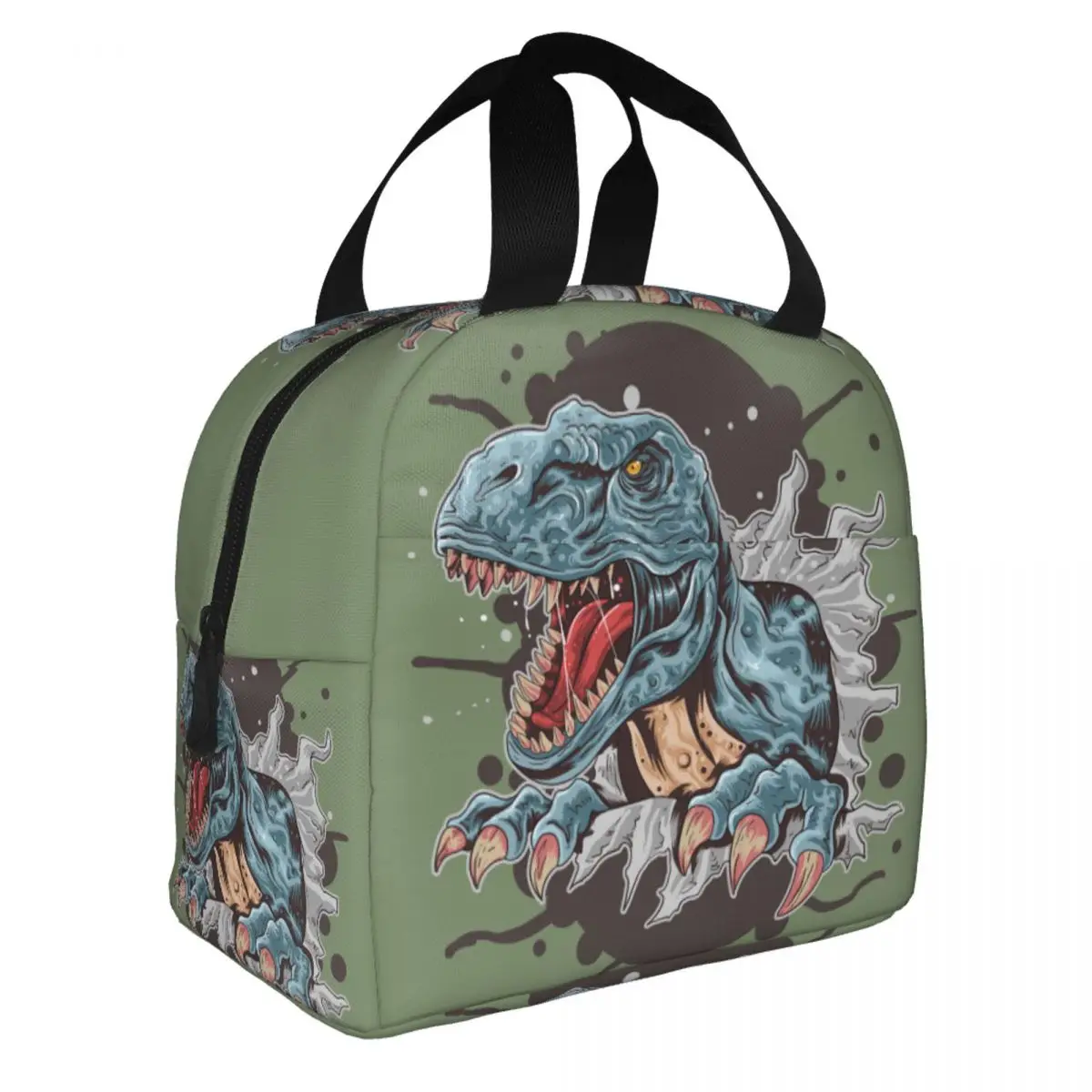 

T Rex Dinosaur Print Lunch Bag for Women Resuable Insulated Thermal Cooler Cartoon Dino Lunch Box Office Picnic Travel Food Bags
