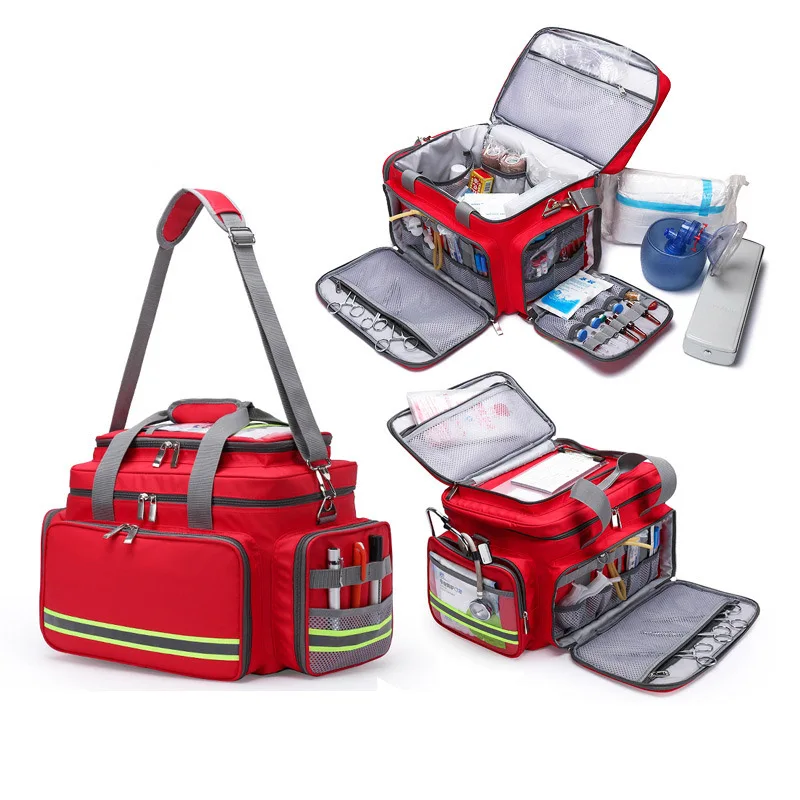 

First Aid Medical Bag Outdoor Emergency Rescue Large Capacity Bag Empty Waterproof Reflective Oxford Multi-pocket Travel Bags